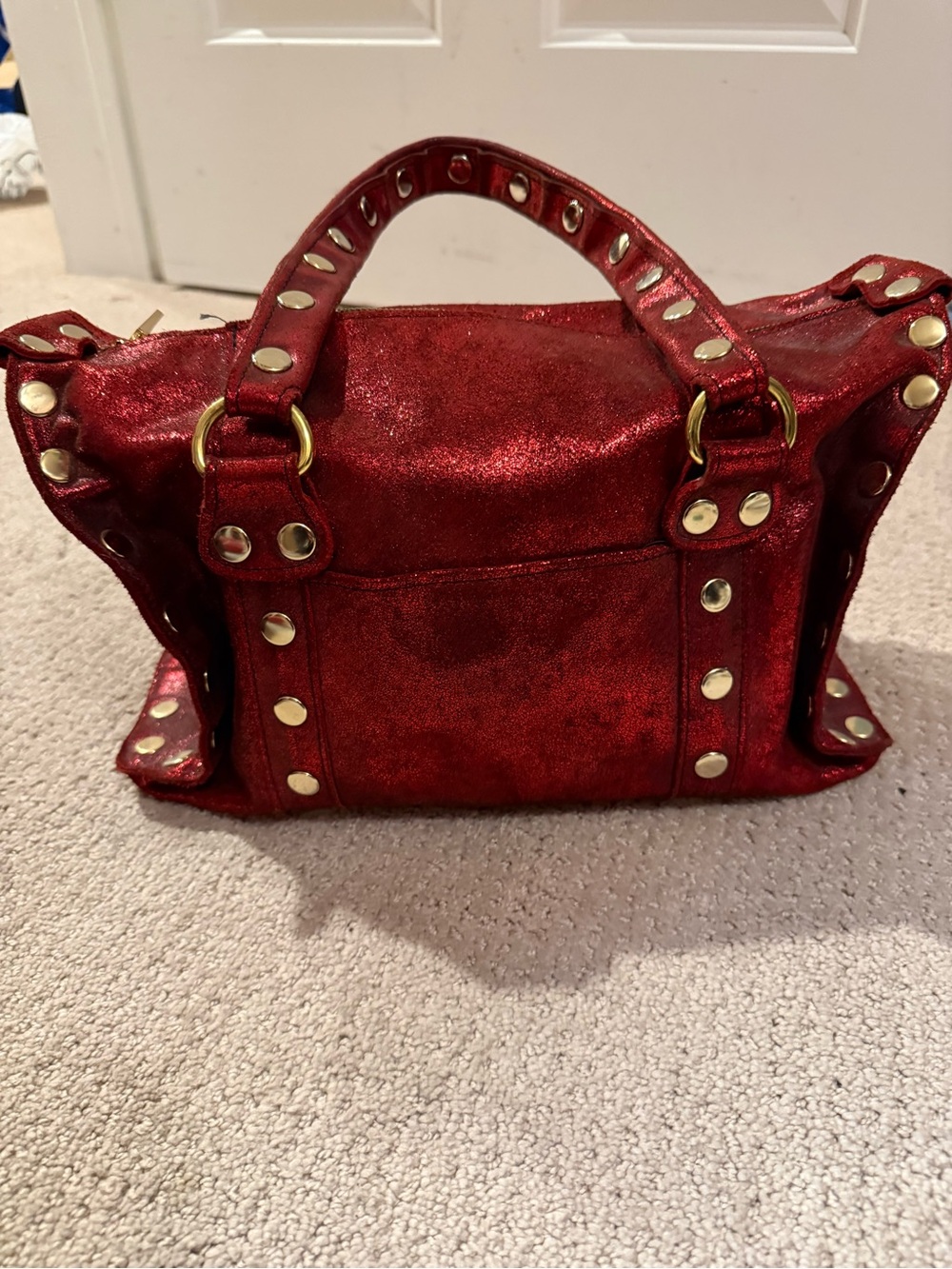Hammitt Metallic Red Studded Satchel